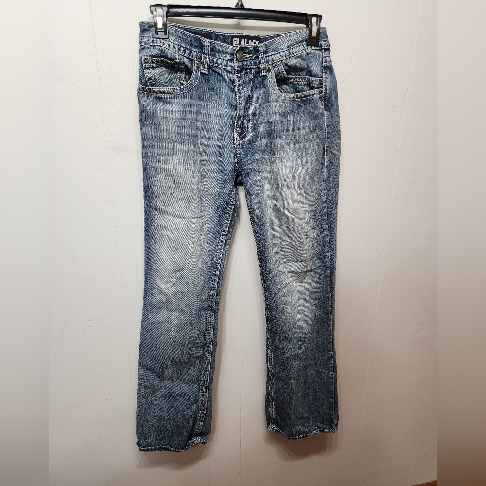 Black Jeans 31 x 32 Boot Cut Flap Pockets *Missing Buttons on Pockets C155